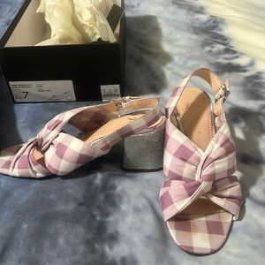 Jcrew penny sandals in lilac gingham with knot size 7